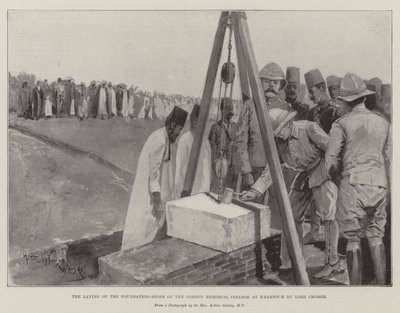 La pose de la première pierre du Gordon Memorial College à Khartoum par Lord Cromer - Henry Charles Seppings Wright